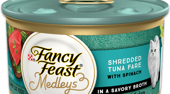 Fancy Feast Medleys Shredded Tuna Fare With Spinach In A Savory Broth
